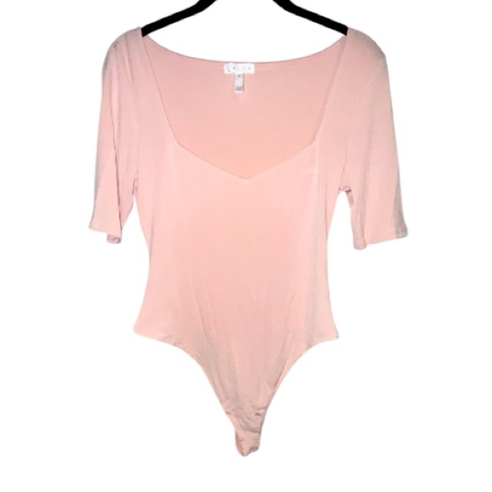 Leith Pink Short Sleeve Thong Bodysuit Size Medium